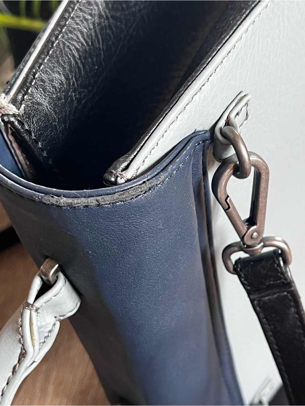 Matt & Nat Navy and Light Gray Two-Tone Top-Handle Satchel - Picture 9 of 16